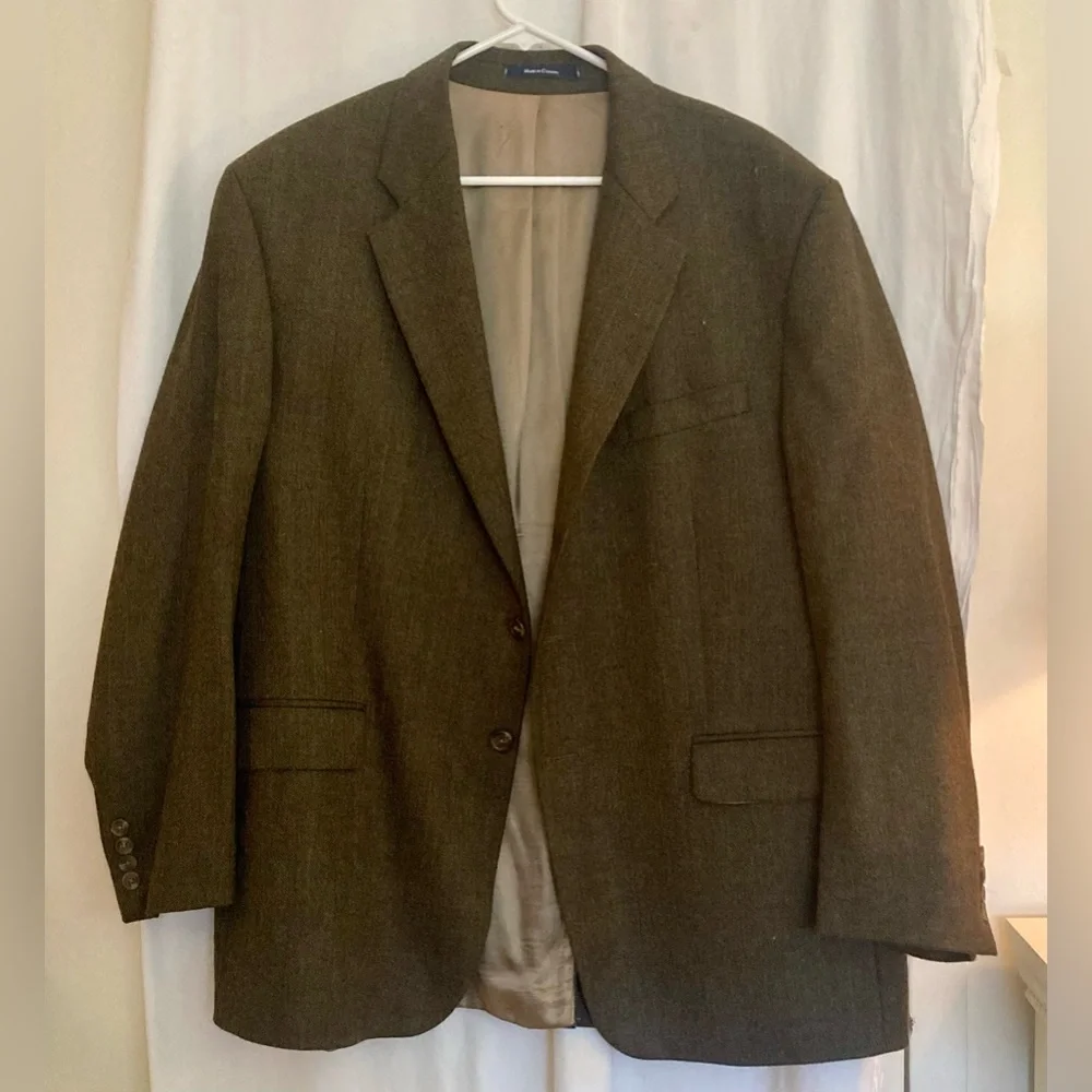 Chaps by Ralph Lauren Brown Blazer Sports Jacket 100% Lambswool Size 46R